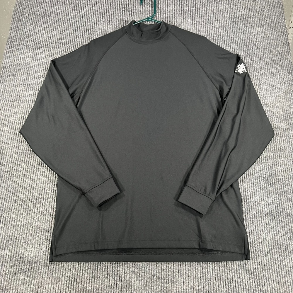 FootJoy Mock Golf Shirt Mens Medium Black Long Sleeve Outdoor Casual Active